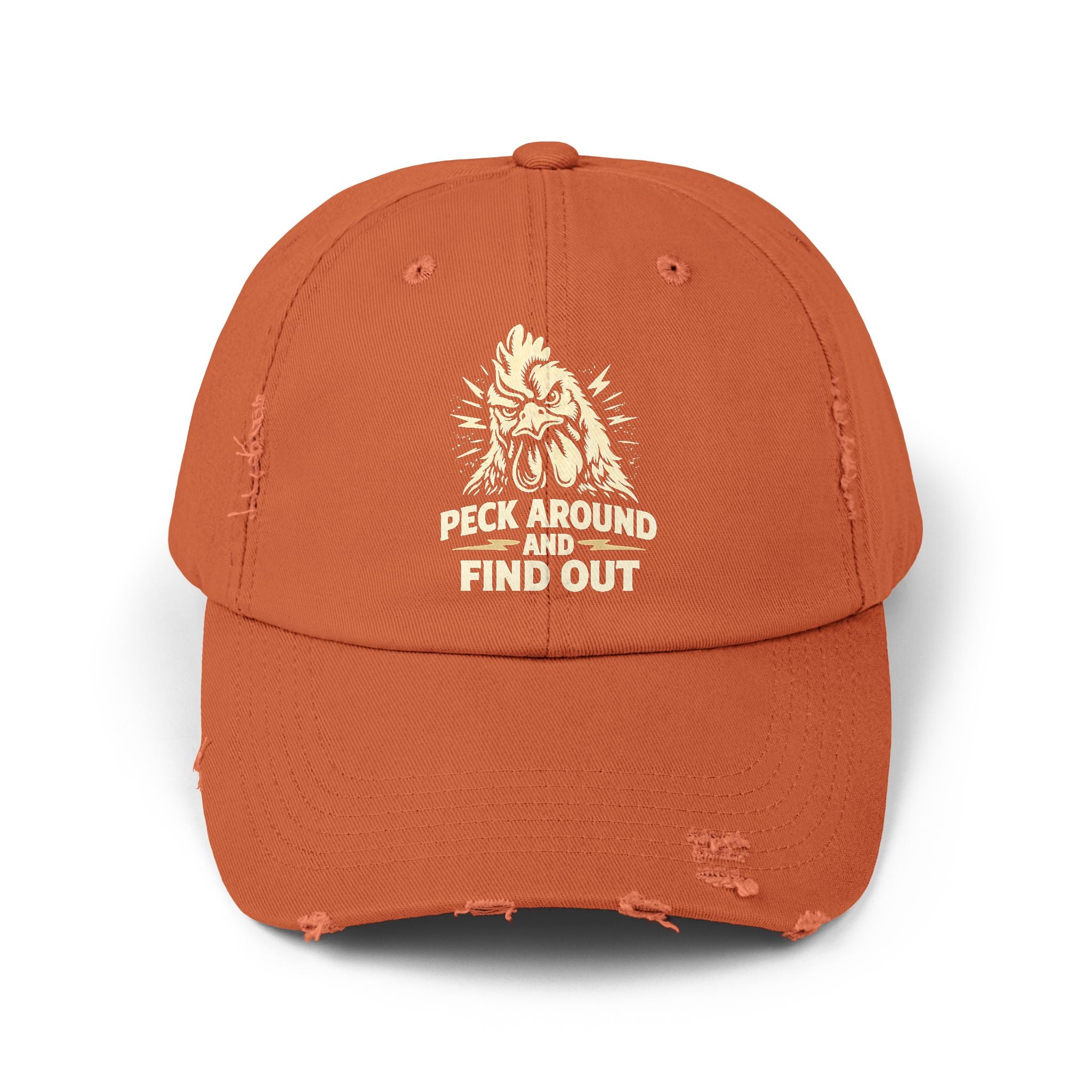 Distressed Dad Hat - 'Poke Around and Find Out' Mountain Skull Graphic Cap