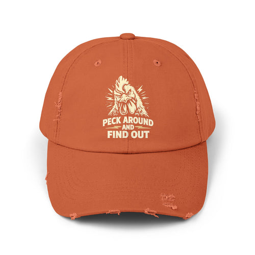 Distressed Dad Hat - 'Poke Around and Find Out' Mountain Skull Graphic Cap