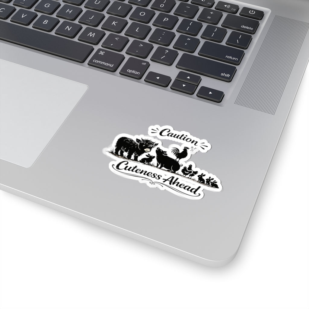 Cuteness Ahead Farm Animal Sticker - 'Caution Cuteness Ahead' Kiss-Cut Decal