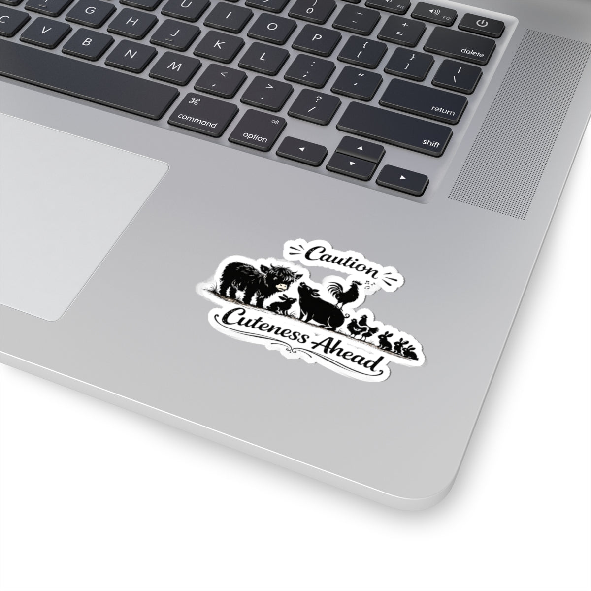 Cuteness Ahead Farm Animal Sticker - 'Caution Cuteness Ahead' Kiss-Cut Decal