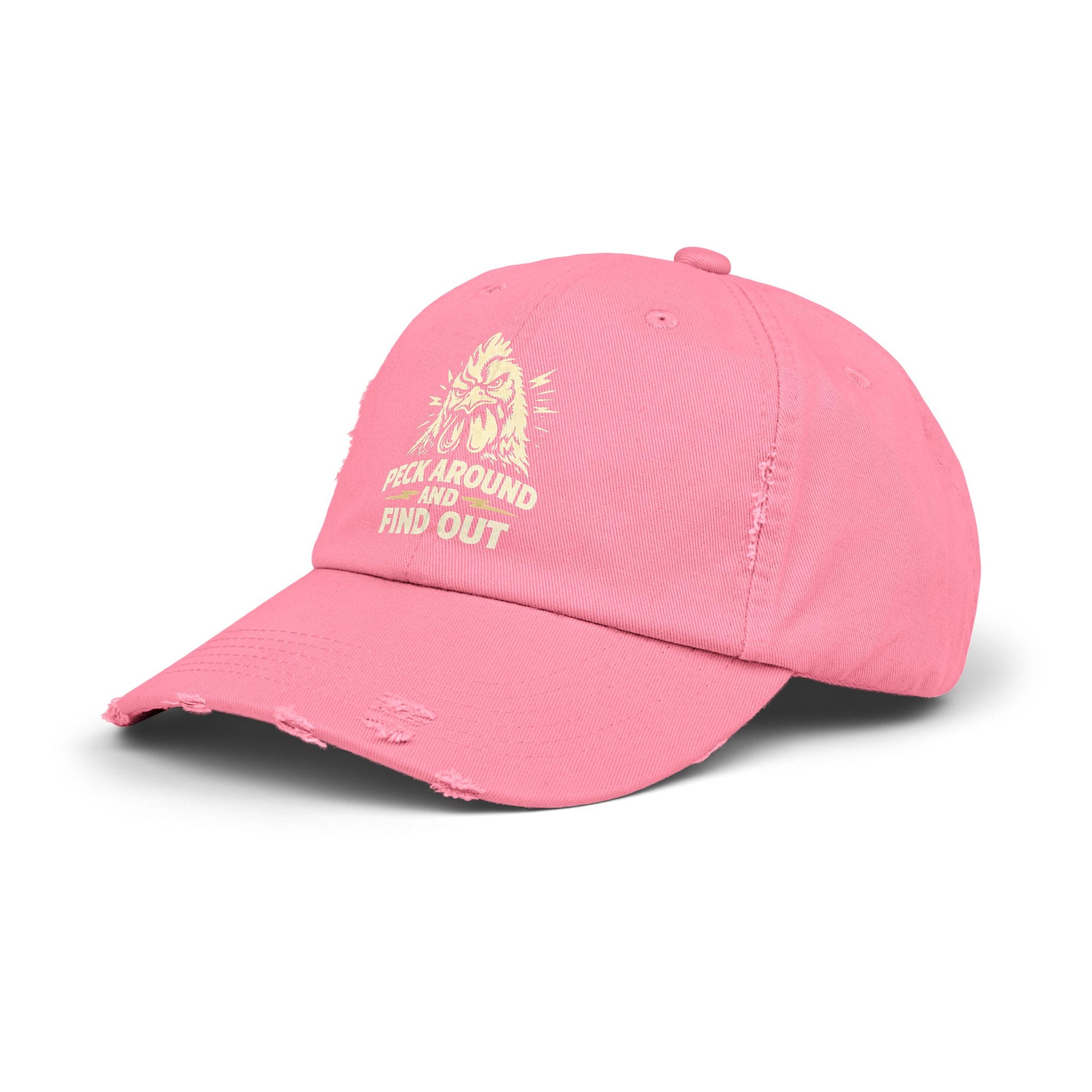 Distressed Dad Hat - 'Poke Around and Find Out' Mountain Skull Graphic Cap