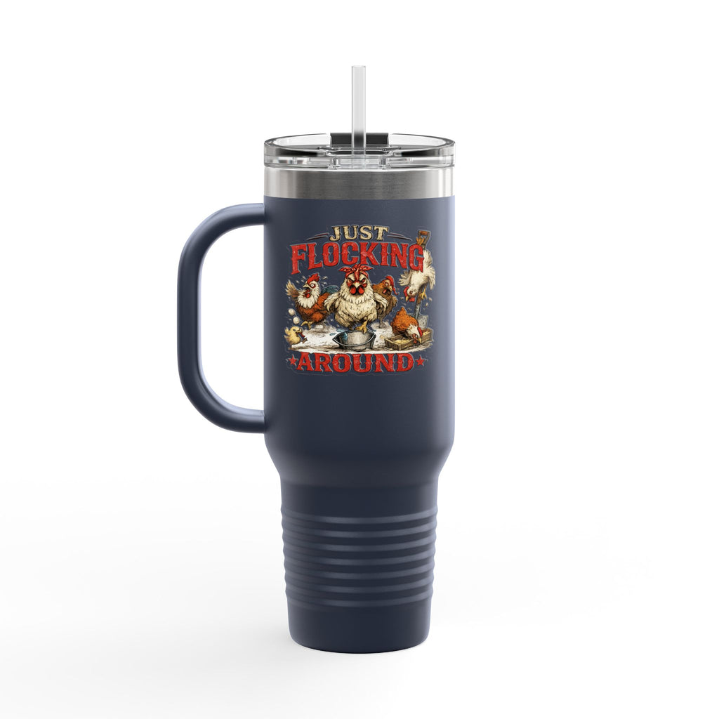 40oz Insulated Travel Mug — “Just Flocking Around” Thermal Tumbler