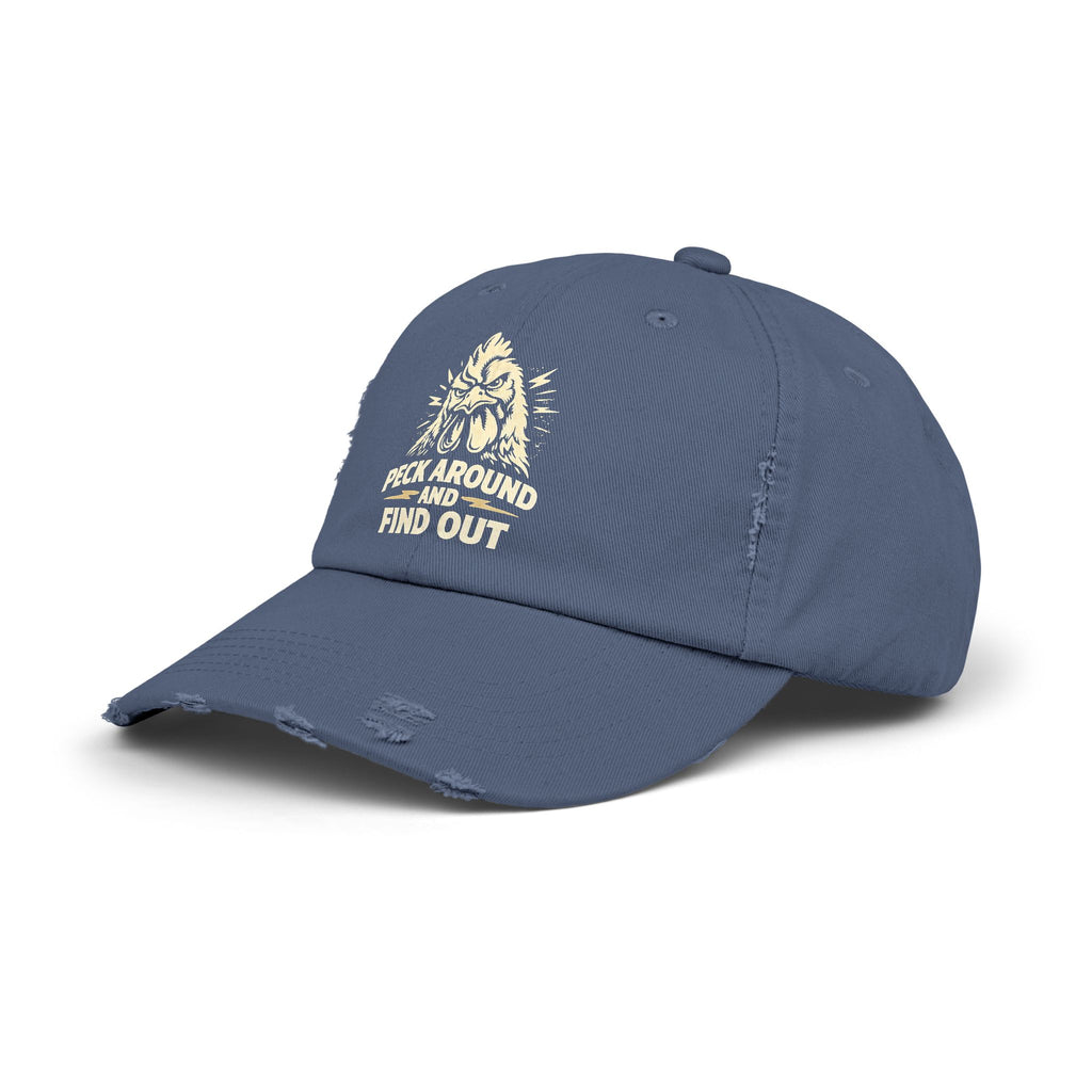 Distressed Dad Hat - 'Poke Around and Find Out' Mountain Skull Graphic Cap