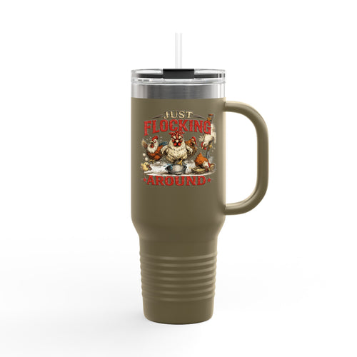 40oz Insulated Travel Mug — “Just Flocking Around” Thermal Tumbler