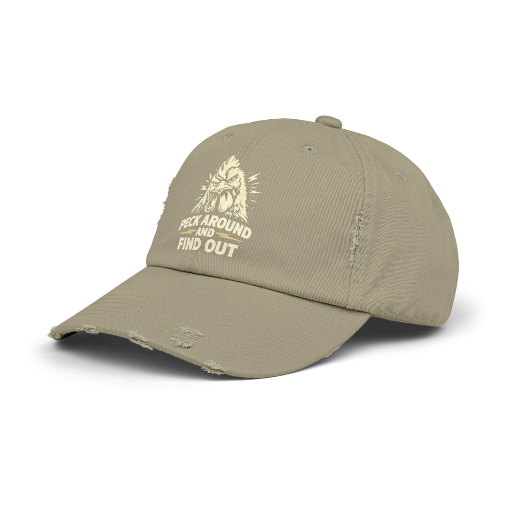 Distressed Dad Hat - 'Poke Around and Find Out' Mountain Skull Graphic Cap