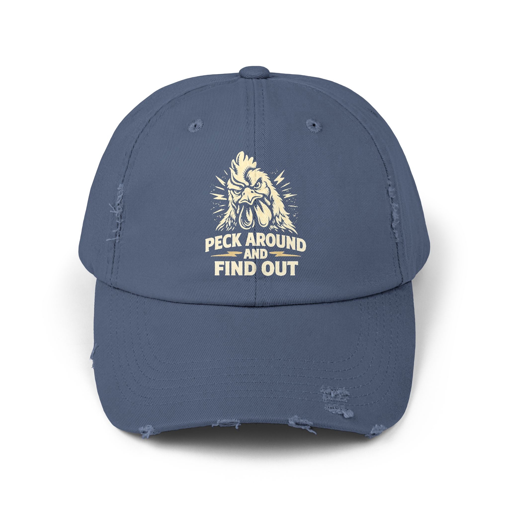 Distressed Dad Hat - 'Poke Around and Find Out' Mountain Skull Graphic Cap