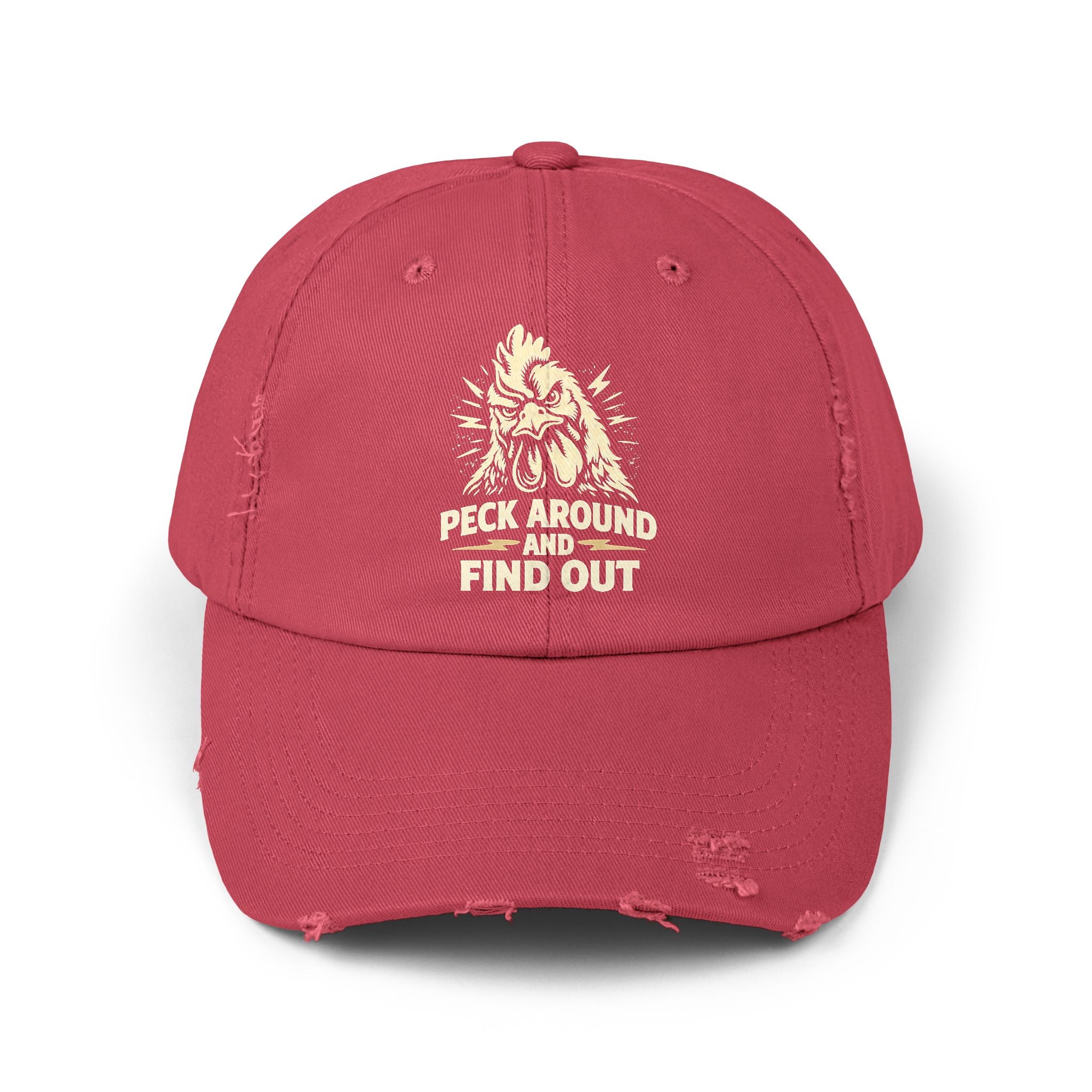Distressed Dad Hat - 'Poke Around and Find Out' Mountain Skull Graphic Cap
