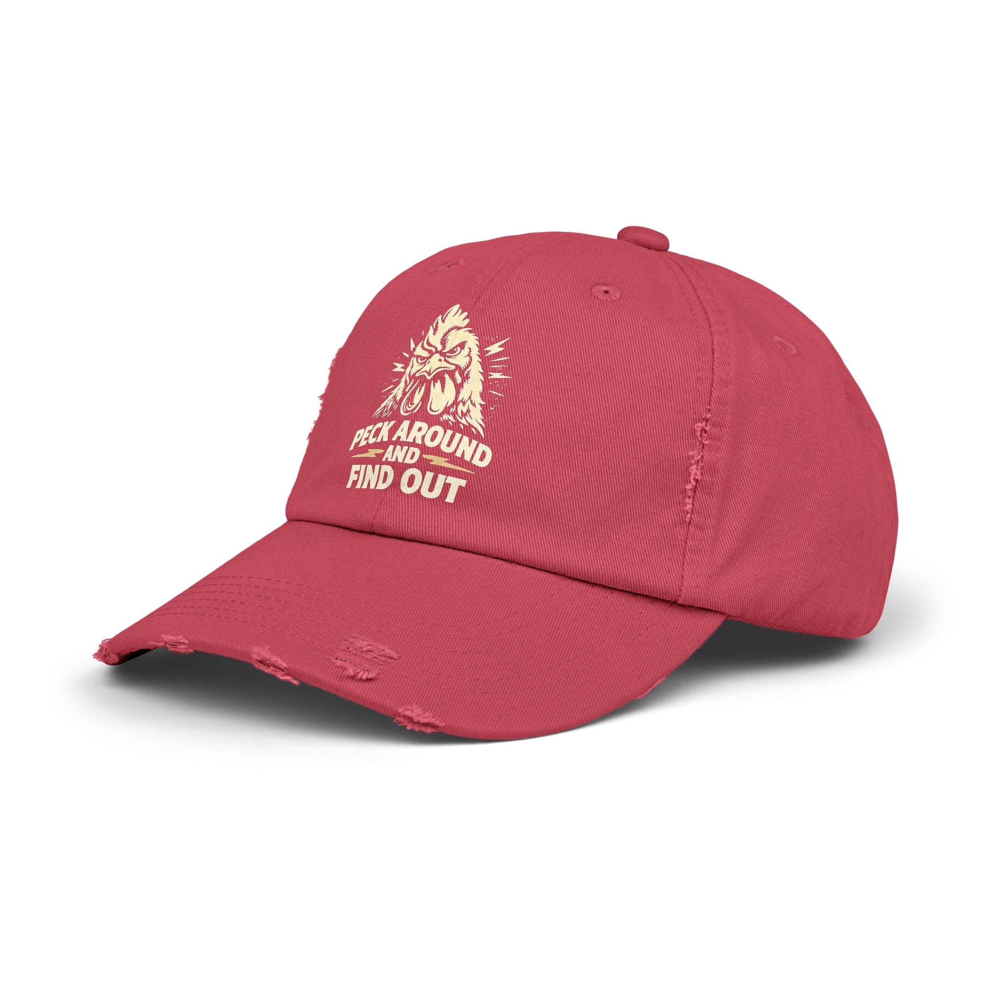 Distressed Dad Hat - 'Poke Around and Find Out' Mountain Skull Graphic Cap