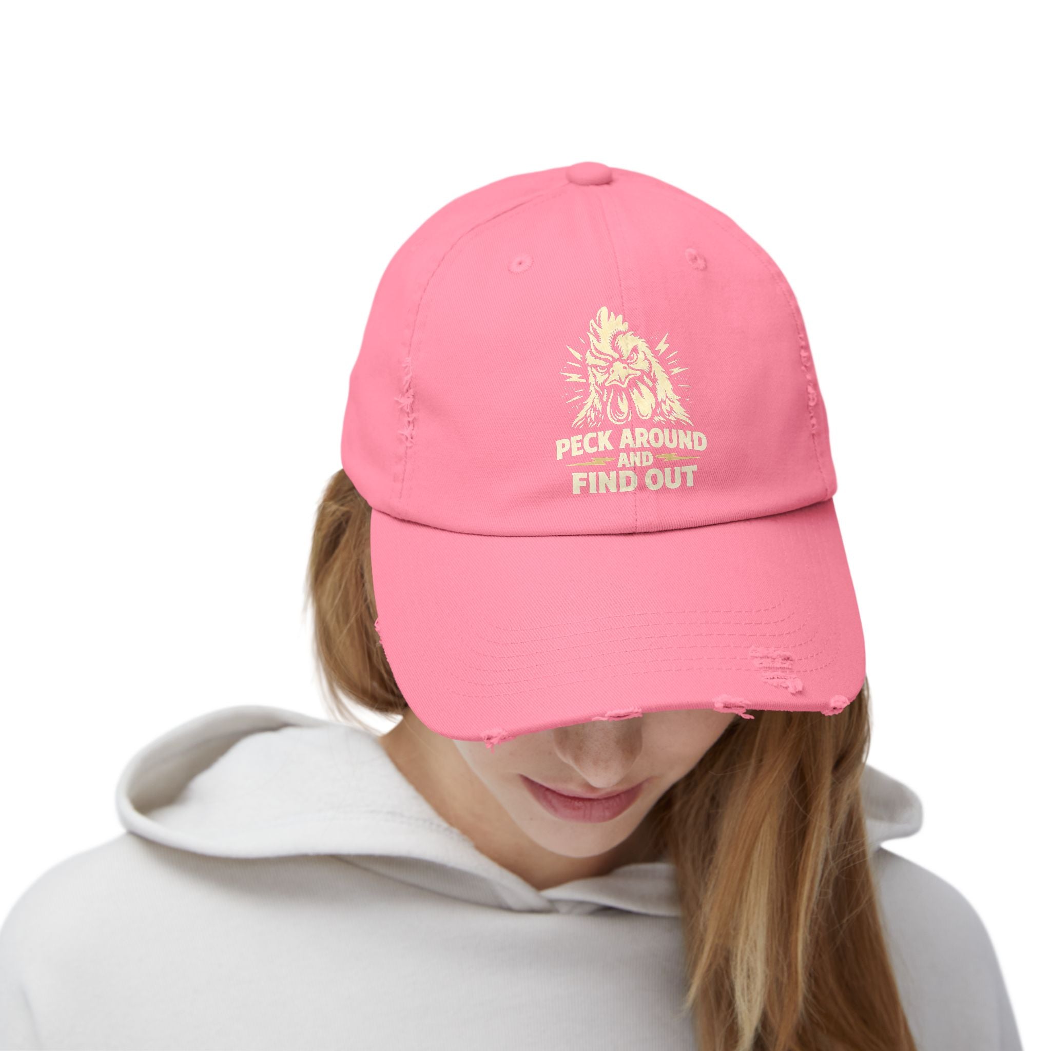Distressed Dad Hat - 'Poke Around and Find Out' Mountain Skull Graphic Cap