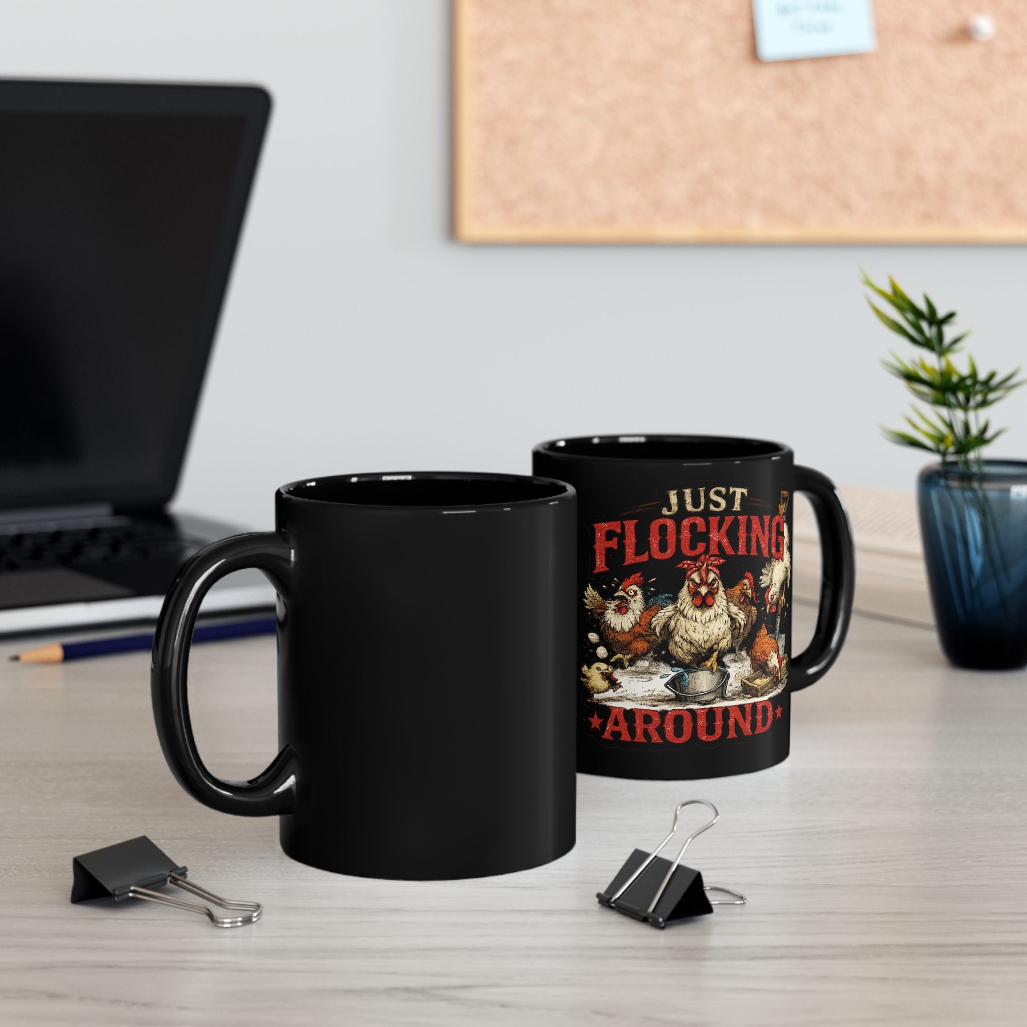 Left Hand Coffee Cup (11oz/15oz)—Just Flocking Around Chicken Mug