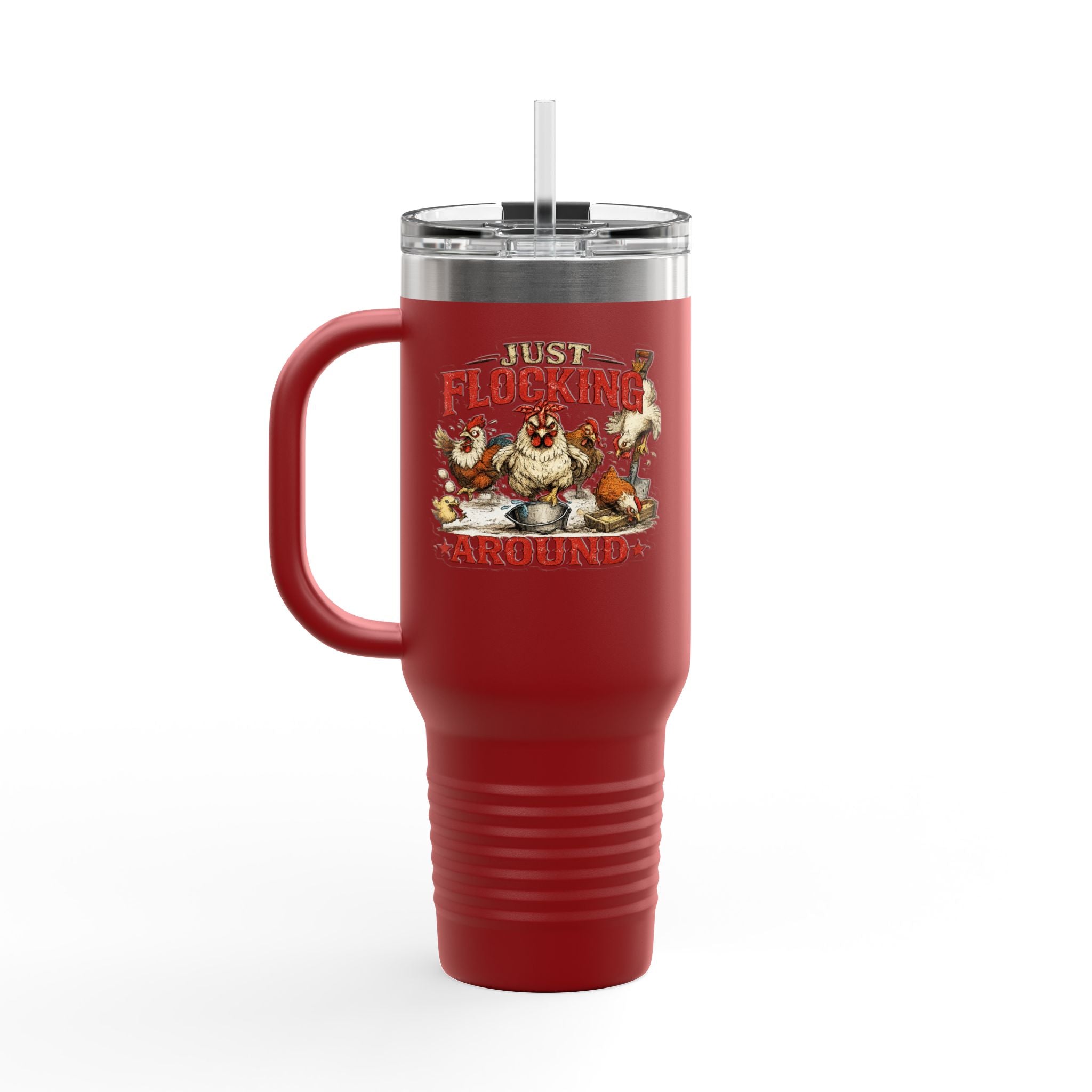 40oz Insulated Travel Mug — “Just Flocking Around” Thermal Tumbler