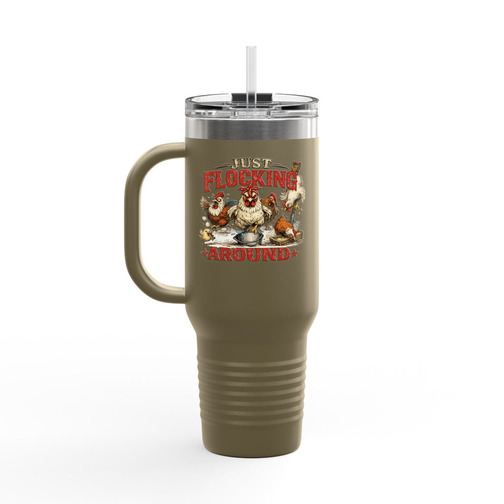 40oz Insulated Travel Mug — “Just Flocking Around” Thermal Tumbler
