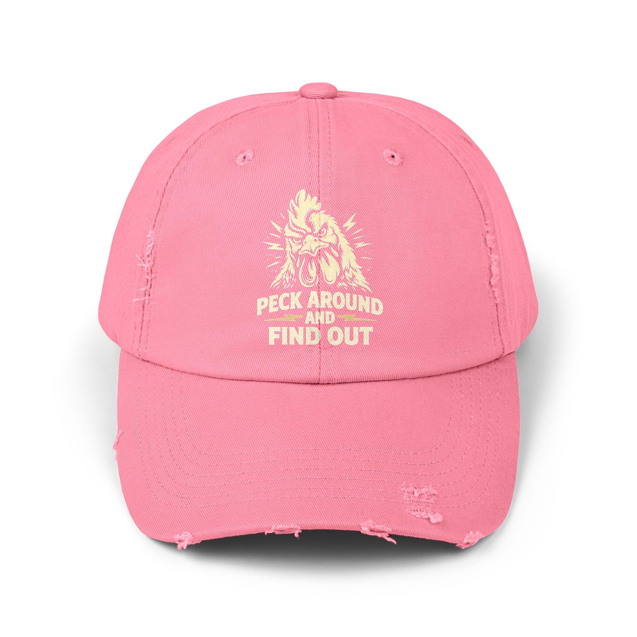 Distressed Dad Hat - 'Poke Around and Find Out' Mountain Skull Graphic Cap