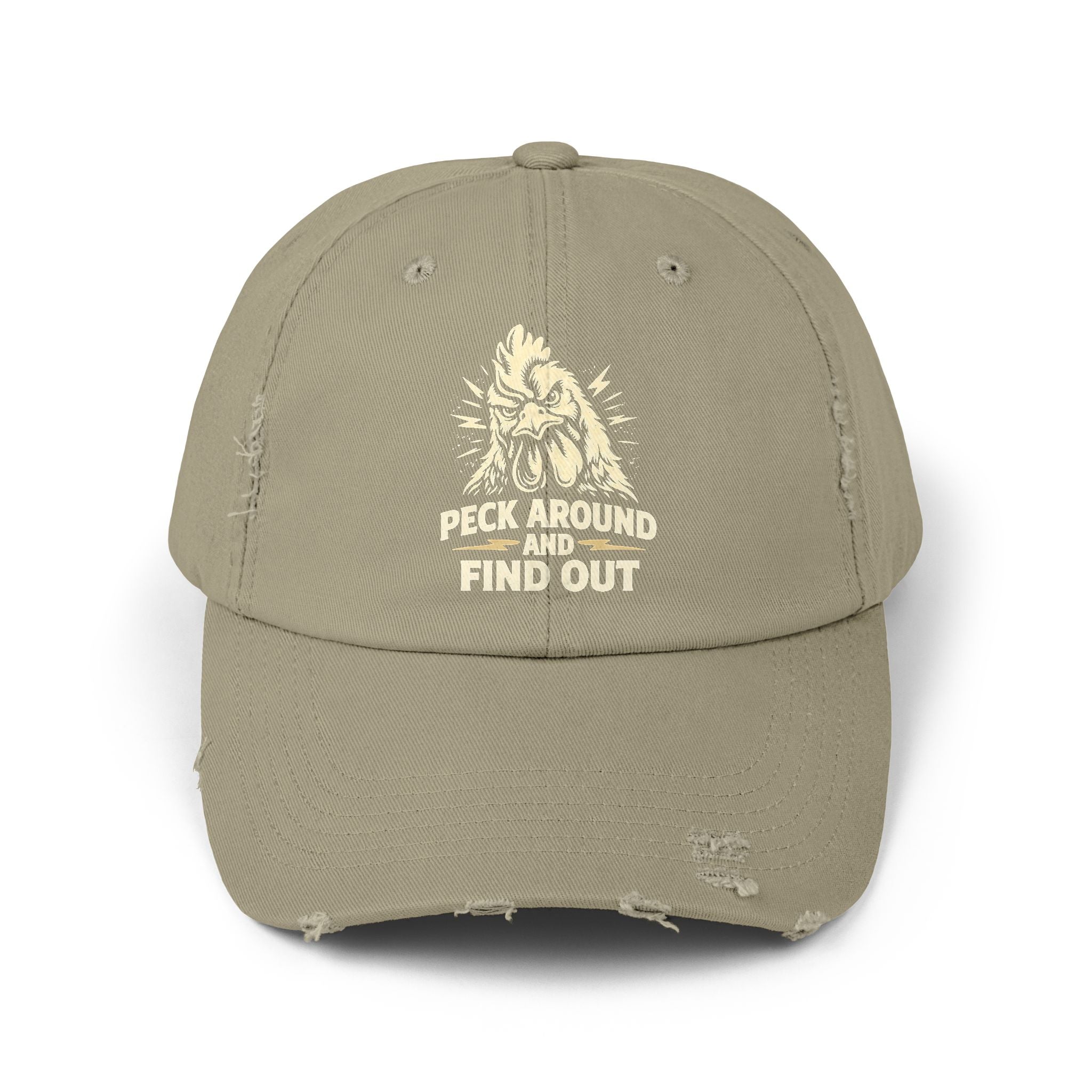 Distressed Dad Hat - 'Poke Around and Find Out' Mountain Skull Graphic Cap