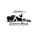 Cuteness Ahead Farm Animal Sticker - 'Caution Cuteness Ahead' Kiss-Cut Decal