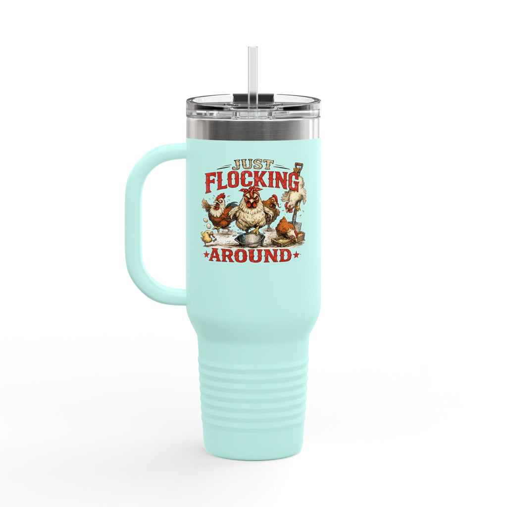 40oz Insulated Travel Mug — “Just Flocking Around” Thermal Tumbler