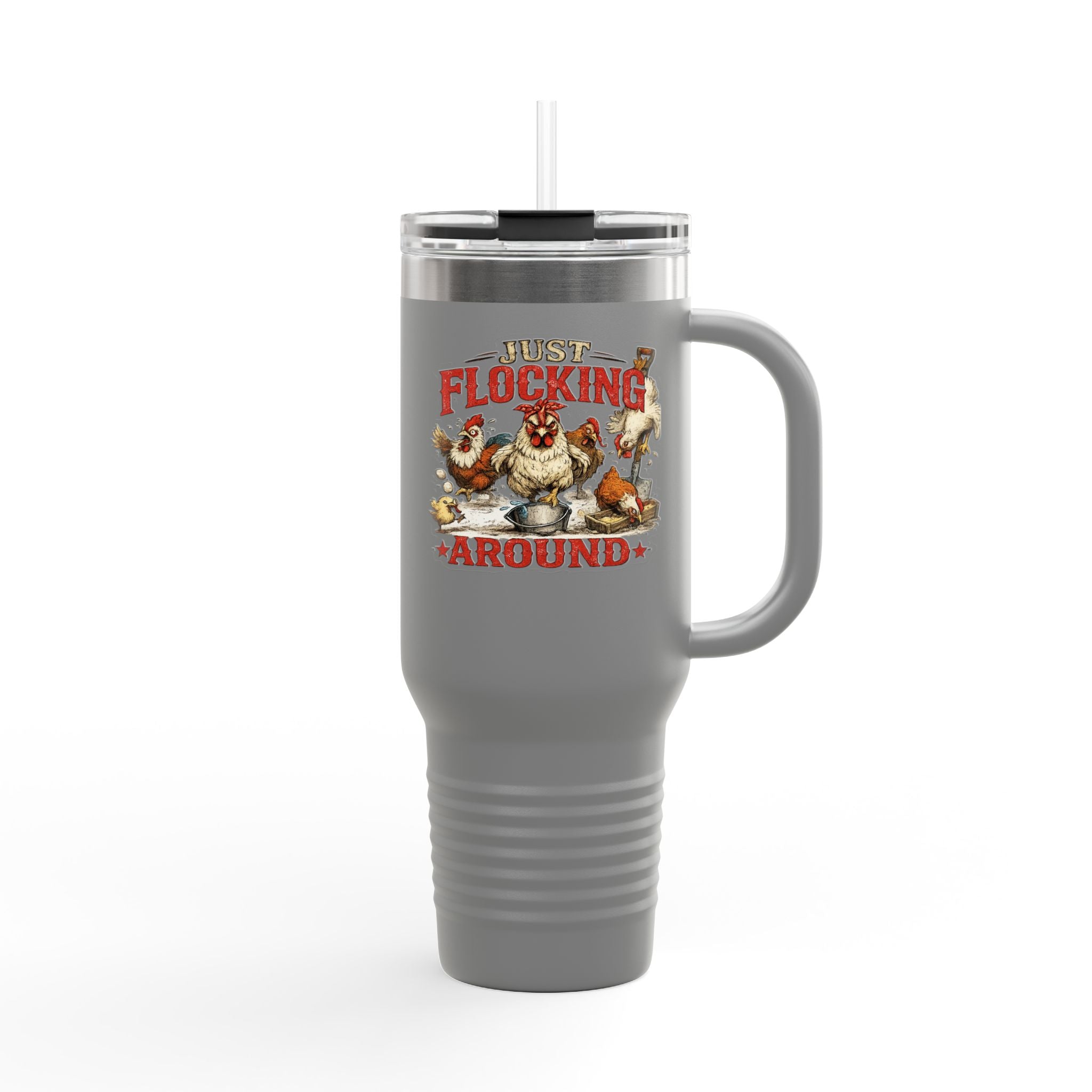 40oz Insulated Travel Mug — “Just Flocking Around” Thermal Tumbler