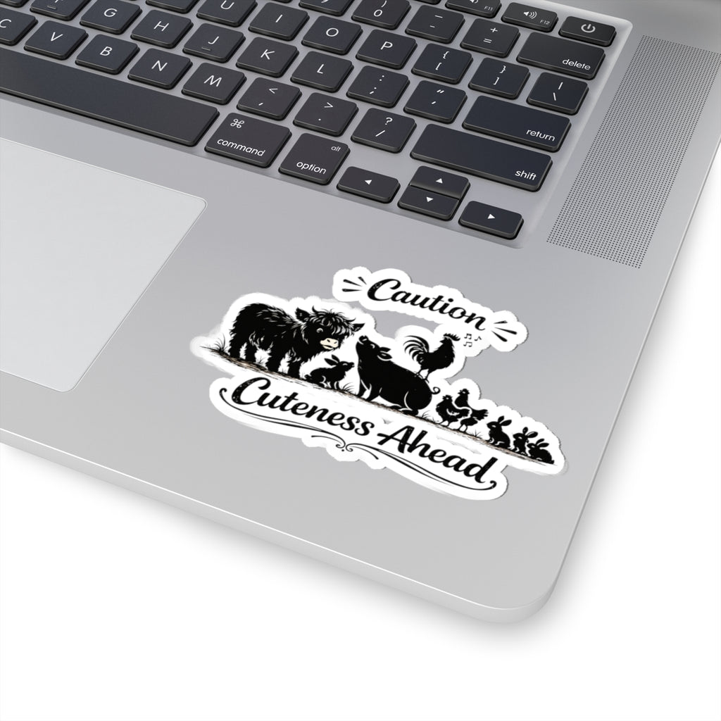 Cuteness Ahead Farm Animal Sticker - 'Caution Cuteness Ahead' Kiss-Cut Decal