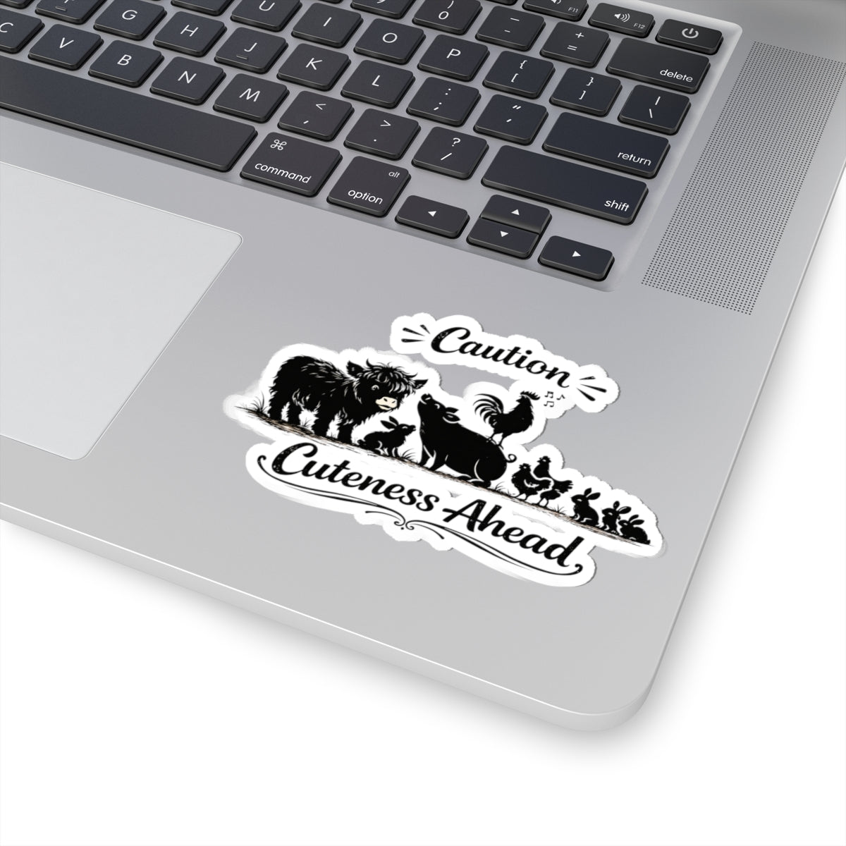 Cuteness Ahead Farm Animal Sticker - 'Caution Cuteness Ahead' Kiss-Cut Decal