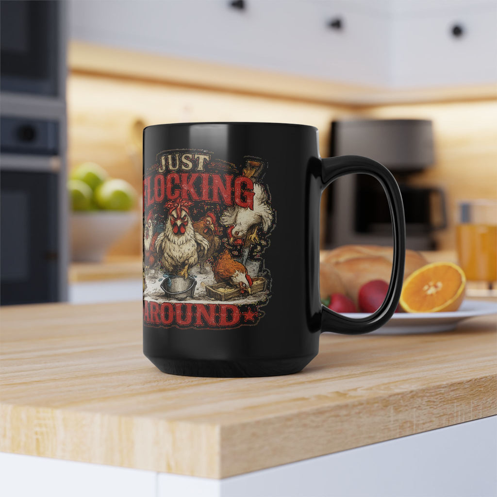 Left Hand Coffee Cup (11oz/15oz)—Just Flocking Around Chicken Mug