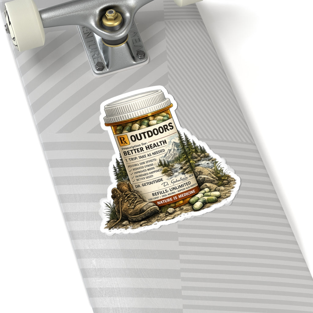 Outdoors Prescription Sticker — 'Prescription for Better Health' Nature Medicine Kiss-Cut Sticker
