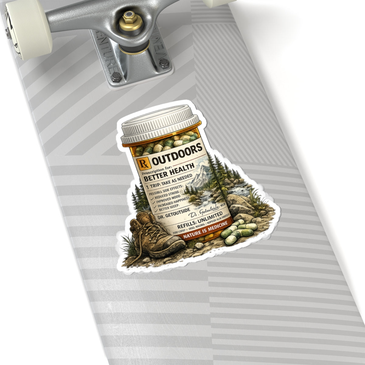Outdoors Prescription Sticker — 'Prescription for Better Health' Nature Medicine Kiss-Cut Sticker