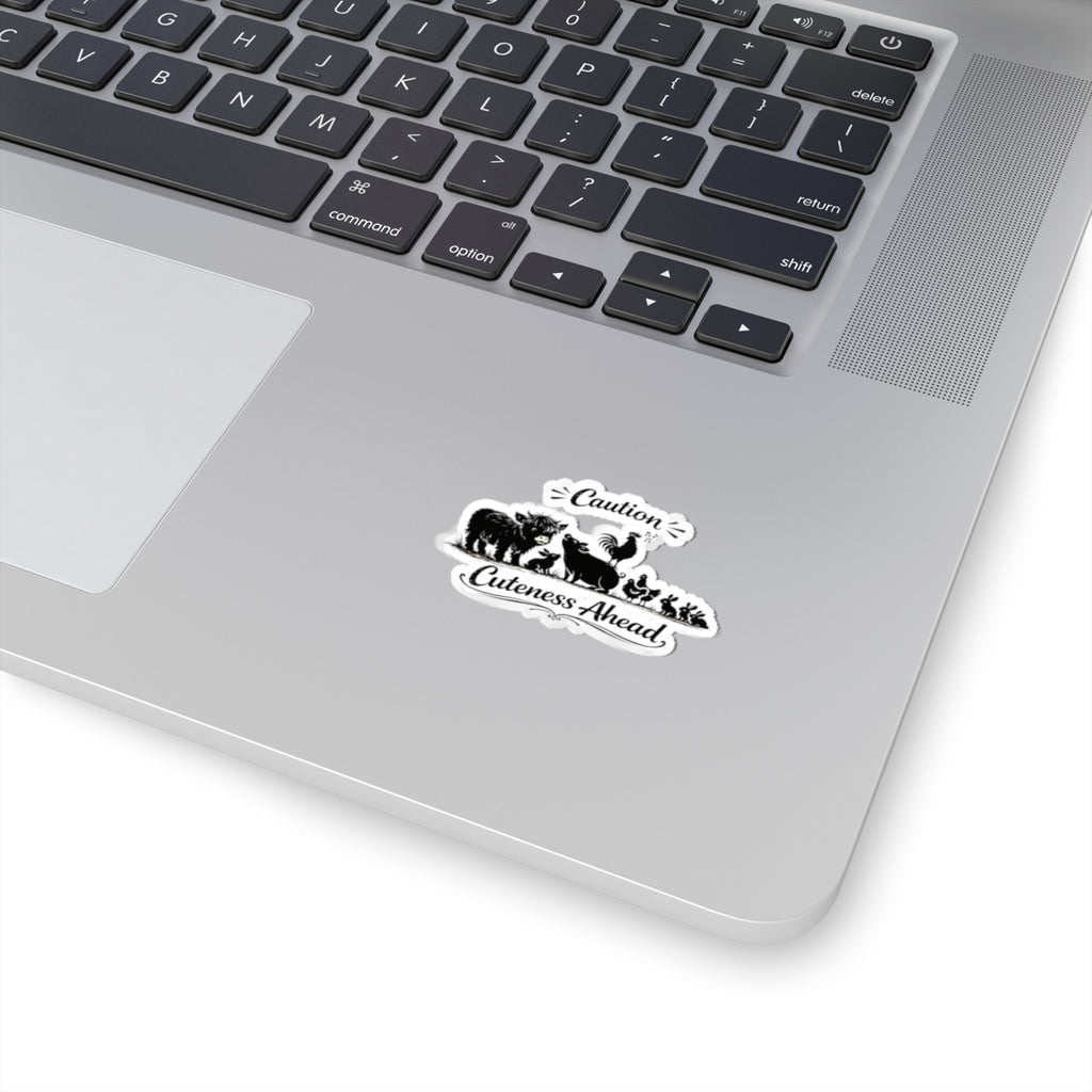 Cuteness Ahead Farm Animal Sticker - 'Caution Cuteness Ahead' Kiss-Cut Decal