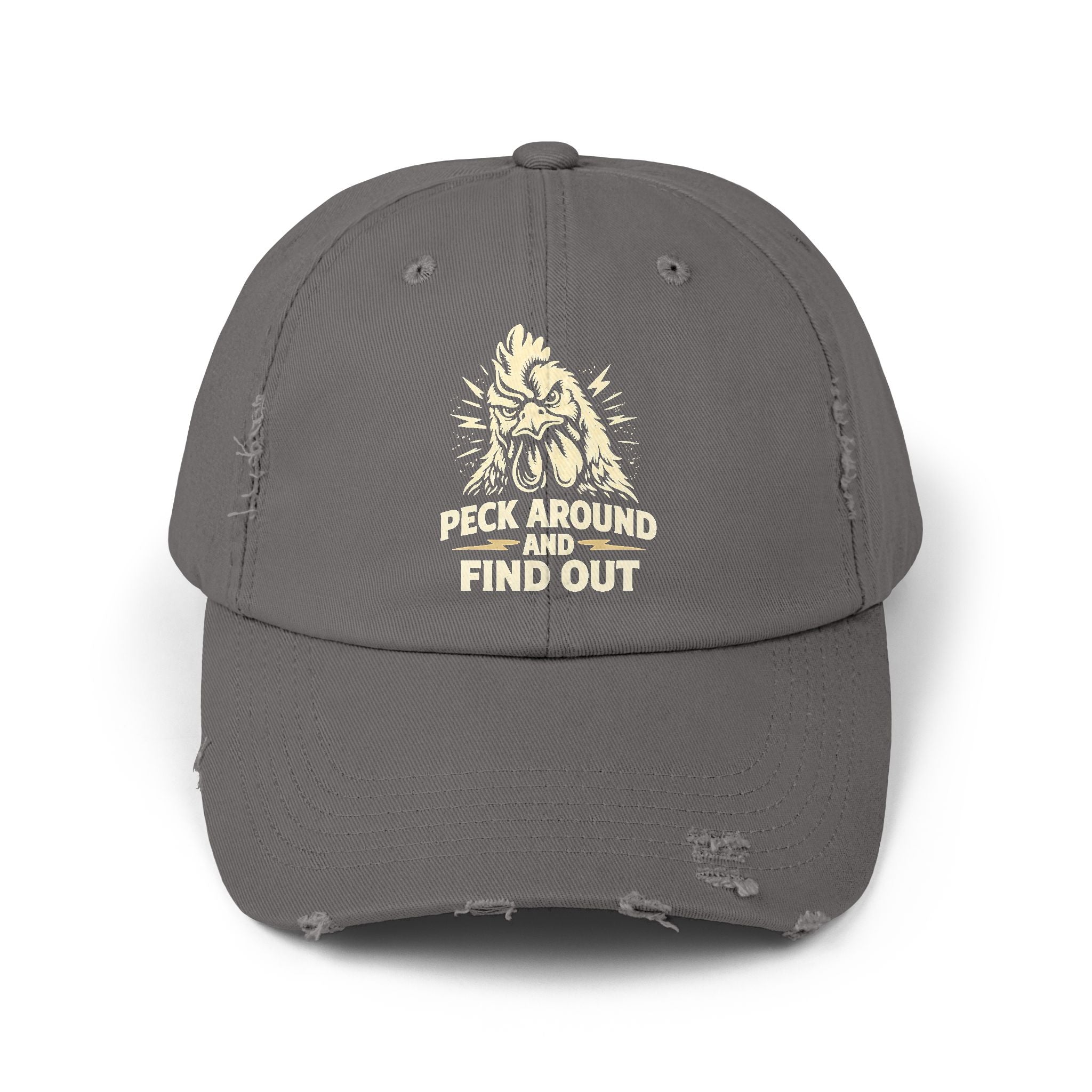 Distressed Dad Hat - 'Poke Around and Find Out' Mountain Skull Graphic Cap