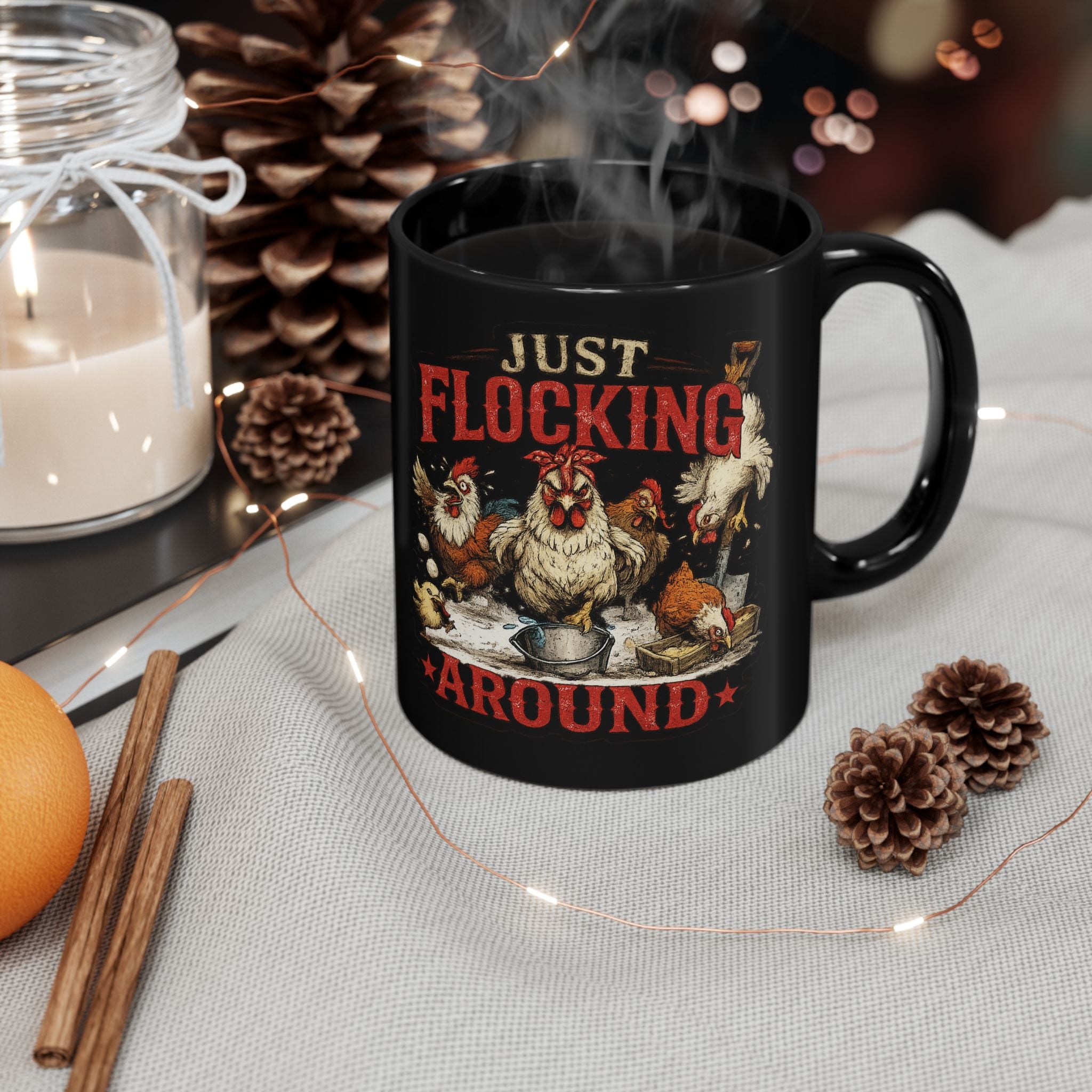 Left Hand Coffee Cup (11oz/15oz)—Just Flocking Around Chicken Mug