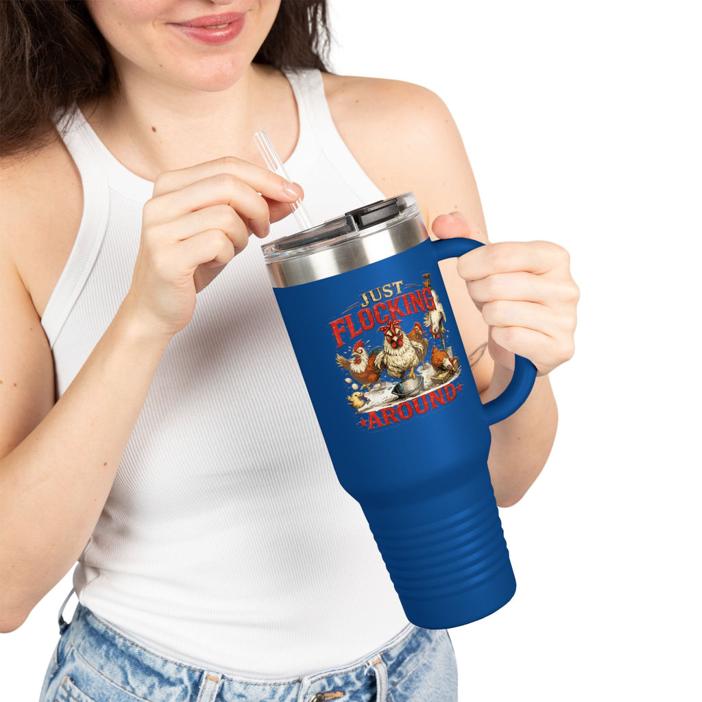 40oz Insulated Travel Mug — “Just Flocking Around” Thermal Tumbler
