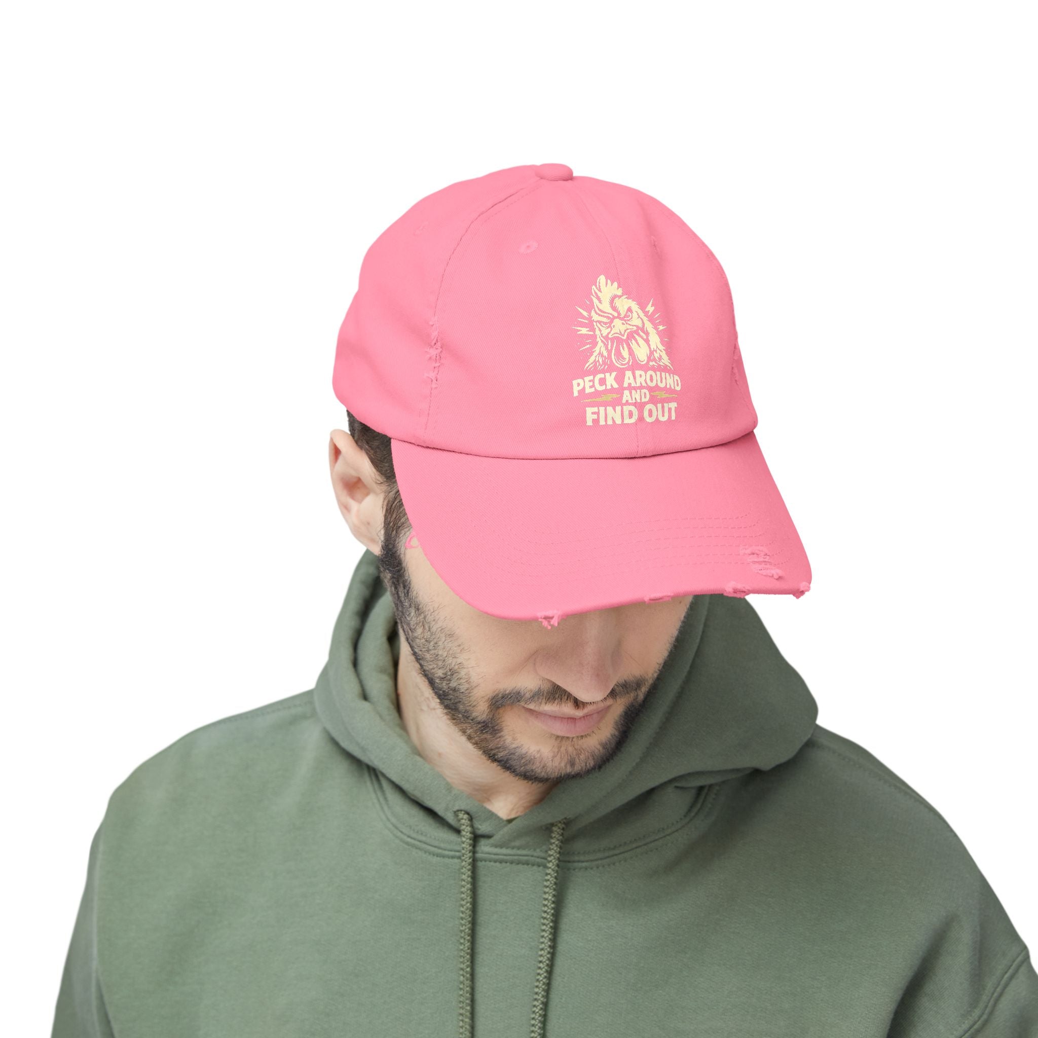 Distressed Dad Hat - 'Poke Around and Find Out' Mountain Skull Graphic Cap