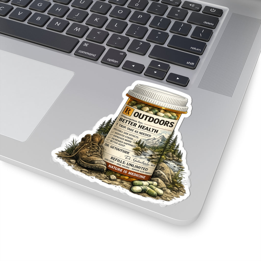 Outdoors Prescription Sticker — 'Prescription for Better Health' Nature Medicine Kiss-Cut Sticker