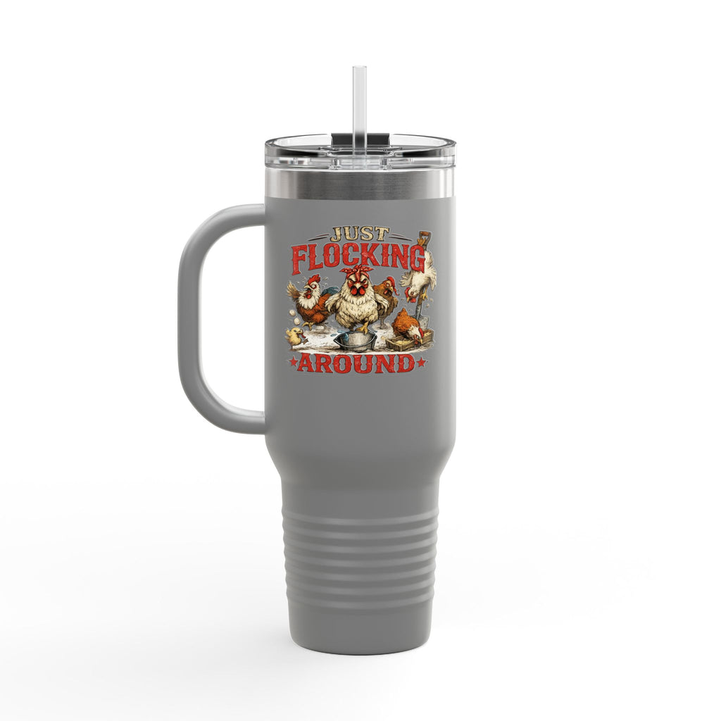 40oz Insulated Travel Mug — “Just Flocking Around” Thermal Tumbler