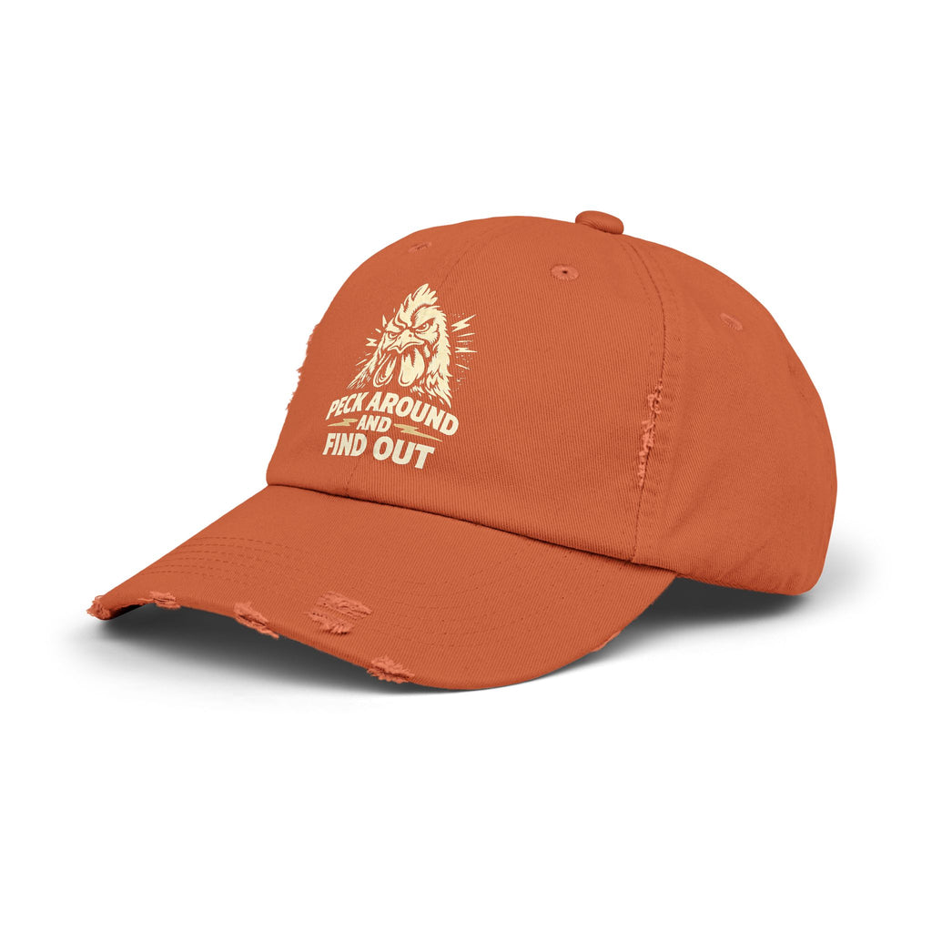 Distressed Dad Hat - 'Poke Around and Find Out' Mountain Skull Graphic Cap