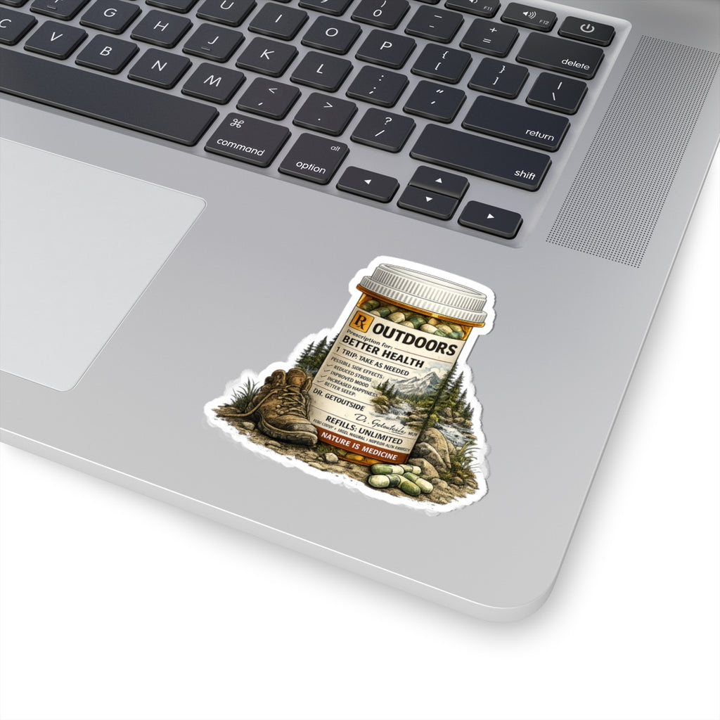 Outdoors Prescription Sticker — 'Prescription for Better Health' Nature Medicine Kiss-Cut Sticker