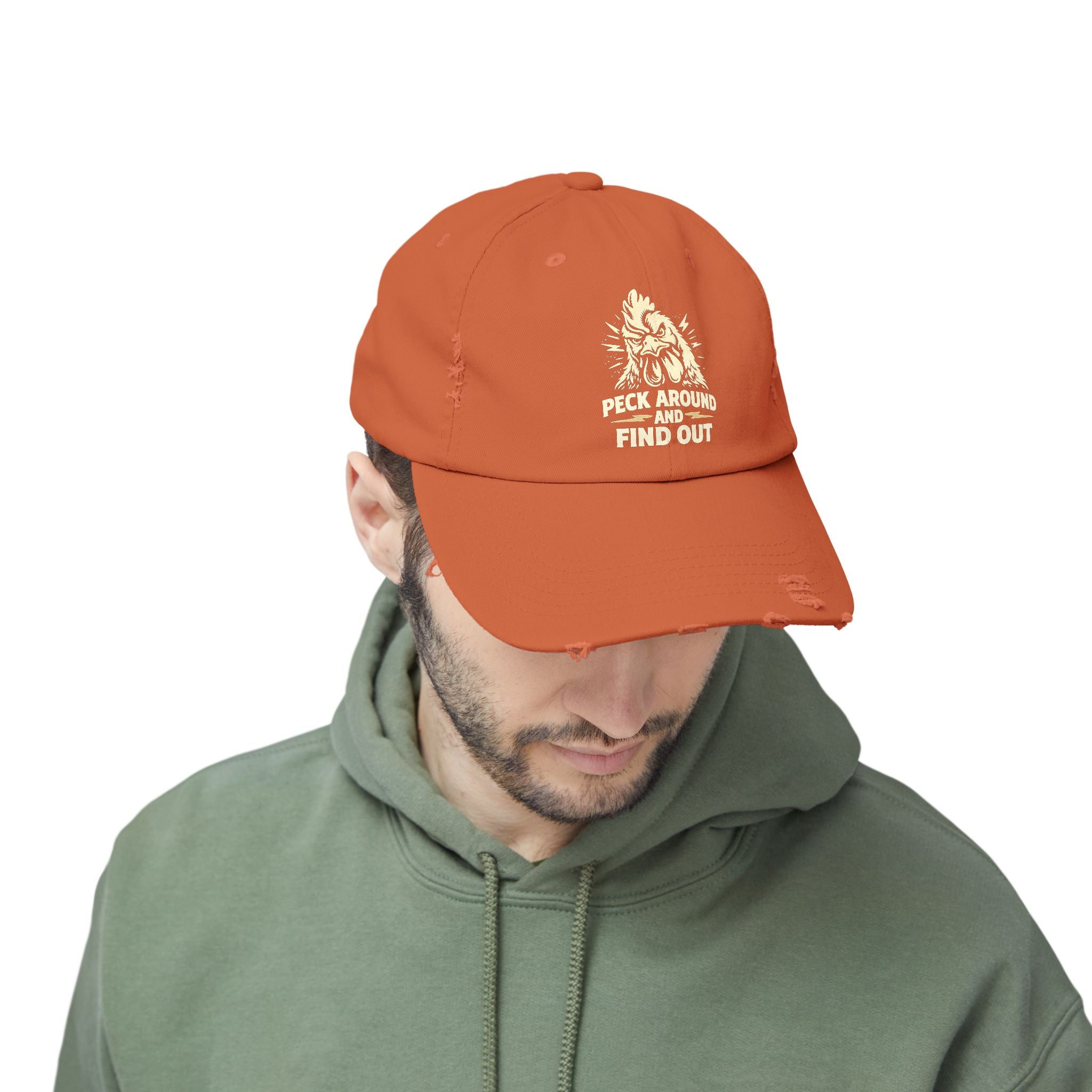 Distressed Dad Hat - 'Poke Around and Find Out' Mountain Skull Graphic Cap